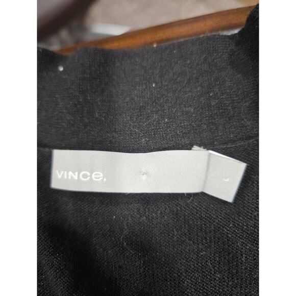 Vince Cashmere Silk Blend Black Raglan Cardigan Pockets Sz L Open Front Sweater - Picture 2 of 5